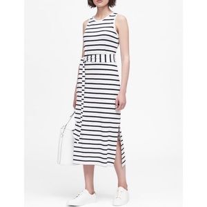 Banana Republic black white stripe tank dress